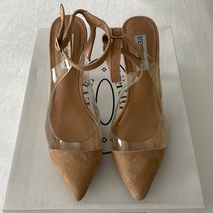 Steve Madden suede/clear heels